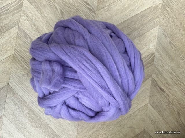 Lana XXL merino natural 100% LAVANDA 23 micras 1 Kg.